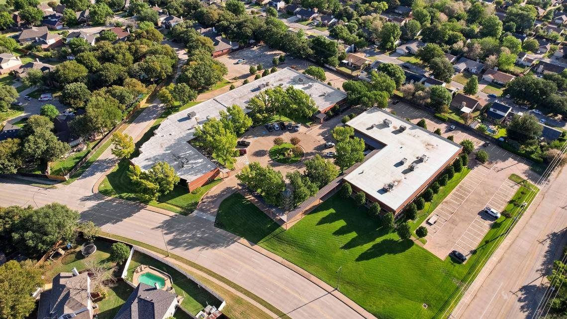 First Rate, Inc. Campus on Ascension Boulevard in North Arlington, TX. An aerial image of two large buildings.